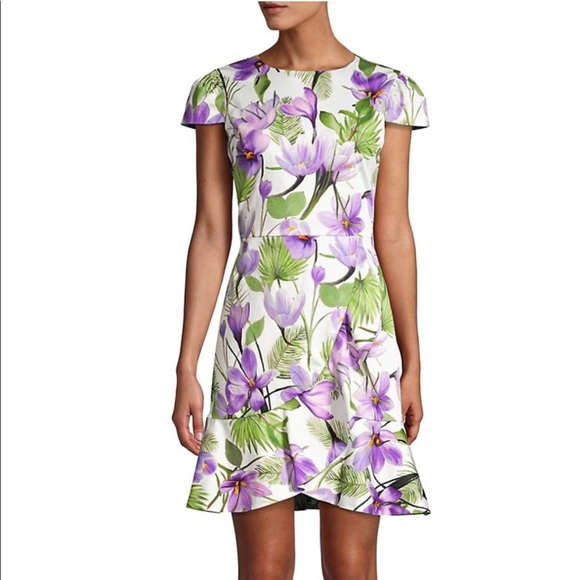 Alice + Olivia Dresses Alice Olivia Kirby Cap Sleeve Ruffle Dress